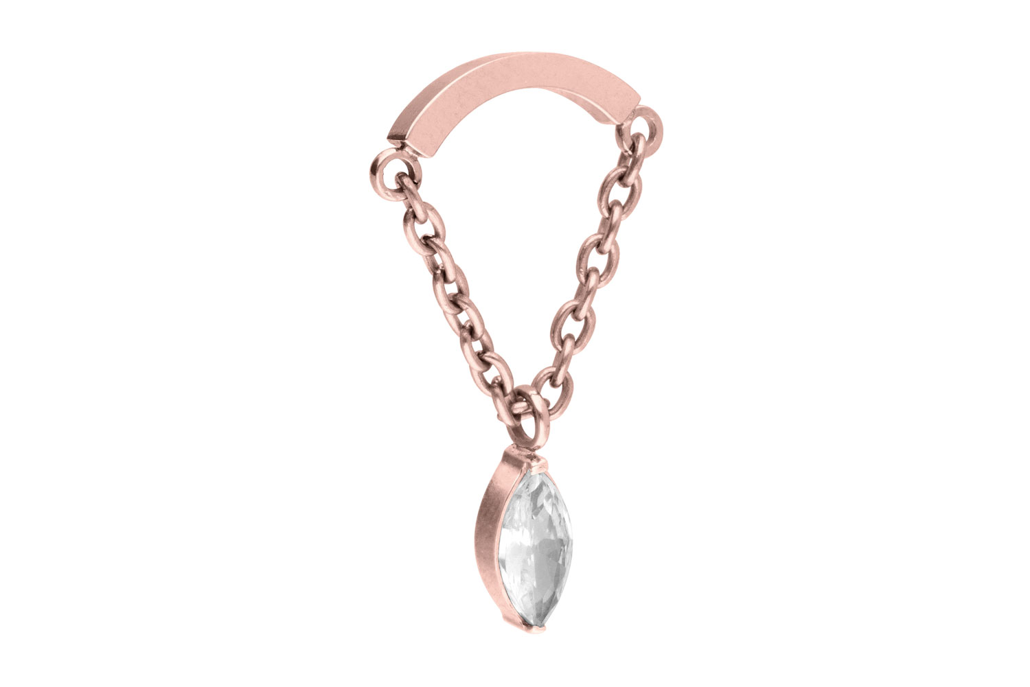 Titan Aufsatz mit Push Pin BOGEN + KETTE + KRISTALLTROPFEN von Piercingline